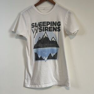 Sleeping with Sirens Band T-Shirt Small White Rock Emo Merch Tour Graphic